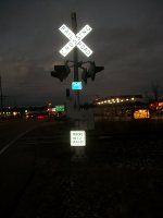 Inactive highway crossing signal, looking north